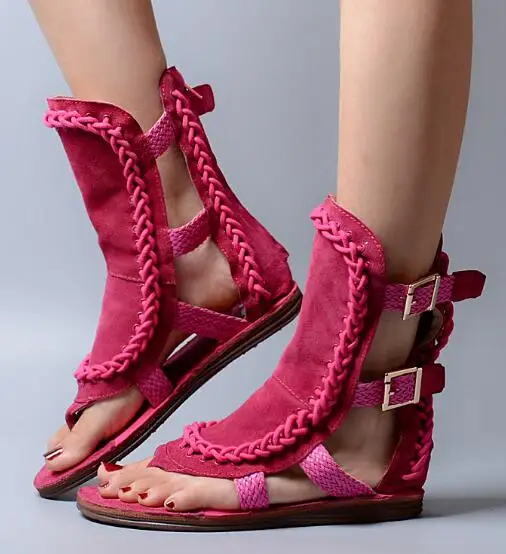 Новые летние сандалии-гладиаторы в римском стиле Женские модельные туфли на