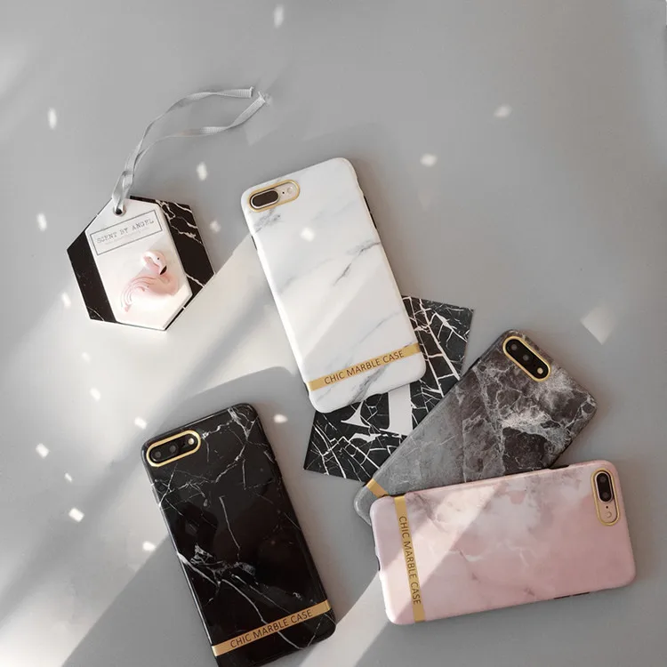 Роскошный мягкий чехол с золотыми краями IMD мрамор для iPhone x 6 7Plus ТПУ силиконовый