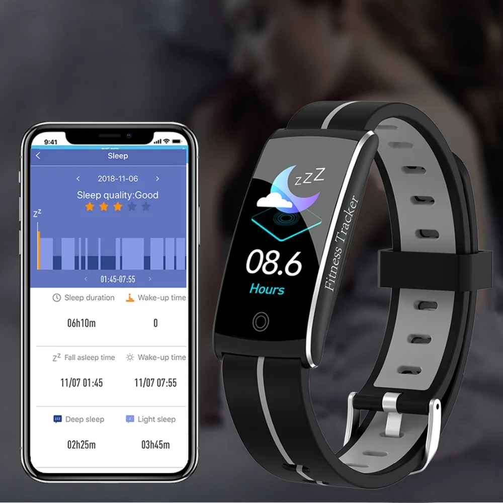 2019 Новый IP68 Водонепроницаемый умный фитнес браслет сердечного ритма кровяное