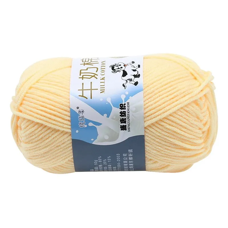 1 шт. = 50 г теплая мягкая вязаная крючком хлопчатобумажная пряжа молочного цвета для вязания DIY Детская вязаная повязка на руку пряжа толстые пряжи Горячая - Цвет: Light Yellow