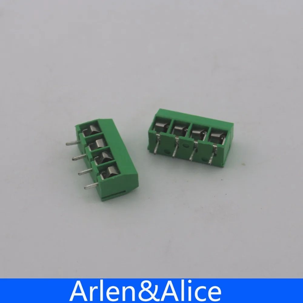 100 шт. 4 Pin винта зеленый PCB клеммный блок разъем 5 мм Шаг