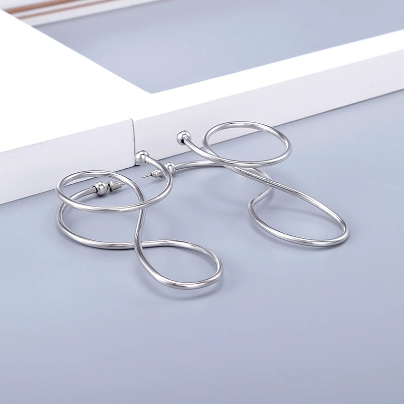 LILIE&ampWHITE Twisted Geometric 8 Big Stud Earrings For Woman Metal Hanging 2018 Jewelry Accessories Drop Shipping HC | Украшения и