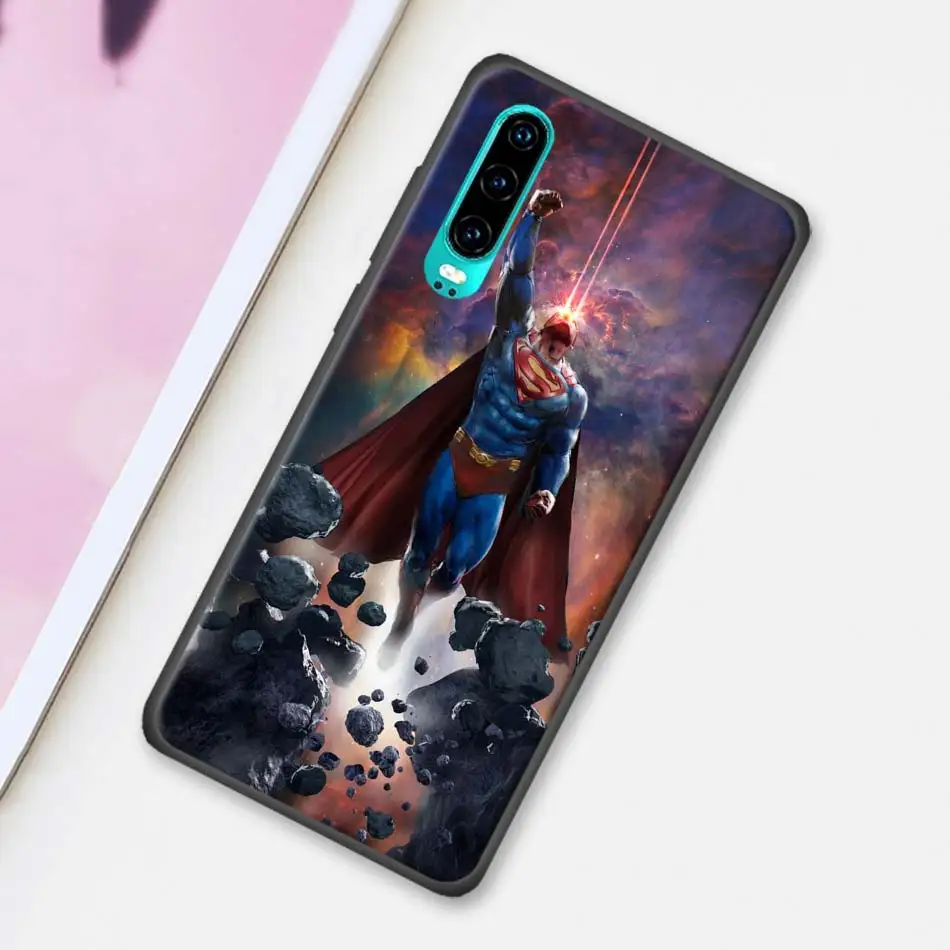 Черный чехол с логотипом Marvel СУПЕРМЕНА для huawei P30 20 Pro P10 P20 P30 Lite mate 10 20 Lite P Smart Plus чехол