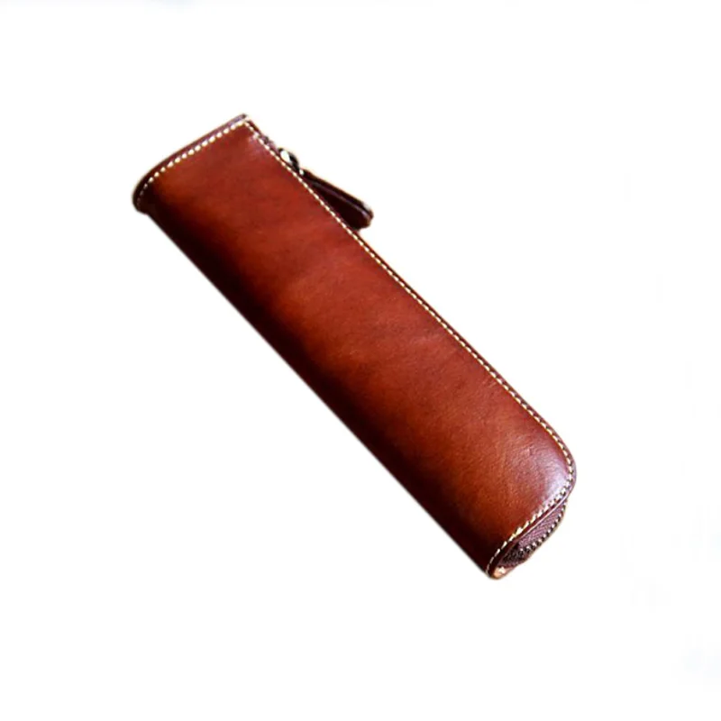 10 pieces for a lot Vegetable Tanned Leather Pencil Bags Handmade Vintage Stationery Pen Bag