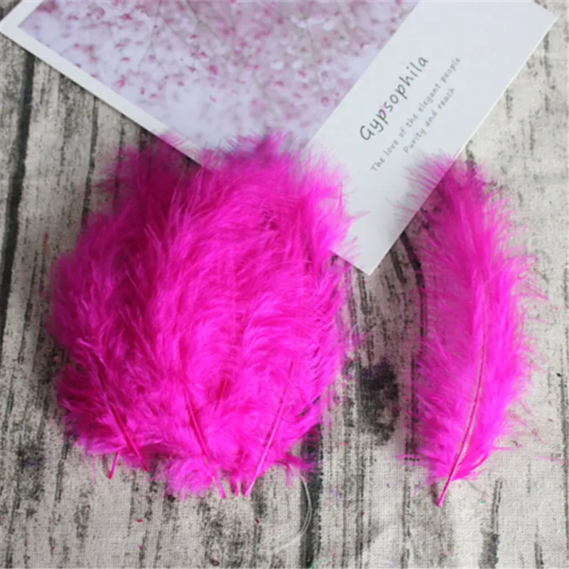 rose red 50pcs DIY Перья Индейки 50 шт 10-15 см 4-6 дюймов свадебное украшение Перья шлейфы аксессуары для одежды перья - Цвет: rose red 50pcs