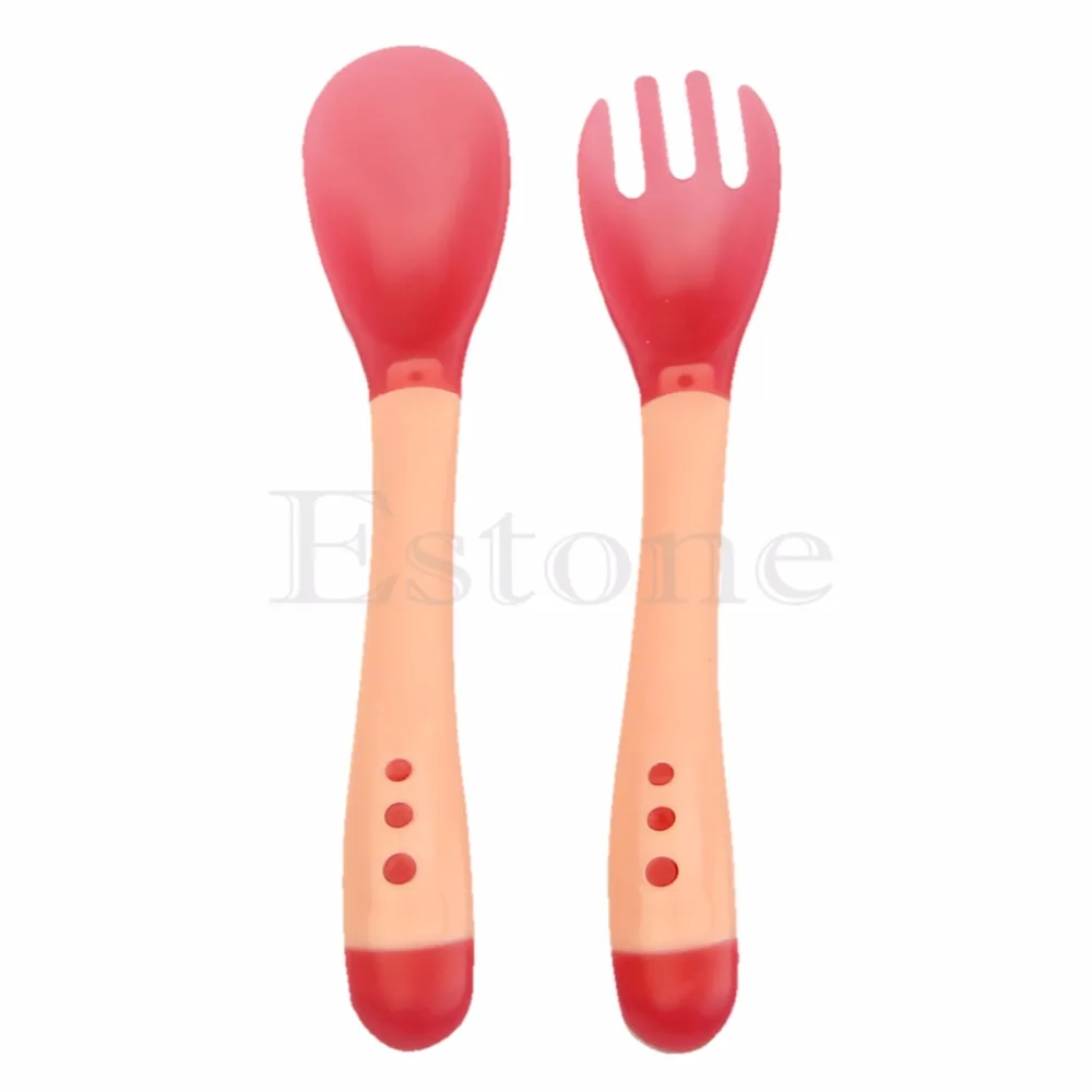 Новый 2 предмета удобный теплочувствительная Термальность ложка для малышей и