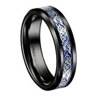 Кольцо из карбида вольфрама, черное, 8 мм, серебряное, кельтский дракон, обручальное кольцо из углеродного волокна, мужская бижутерия, размер 6-13