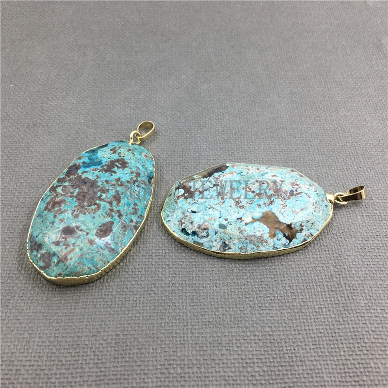 MY1161 овальный граненый океан jaspers ломтик с золотыми гальваническими краями и