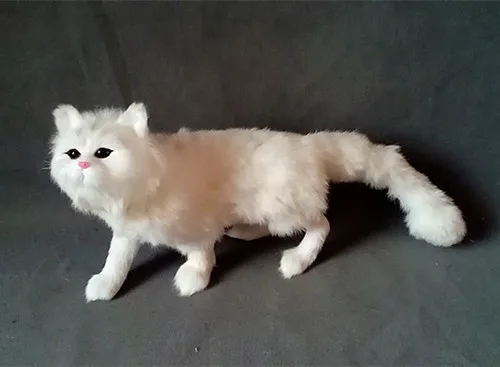 

new white simulation standing cat toy resin&fur big cat model gift about 55x23cm 1024