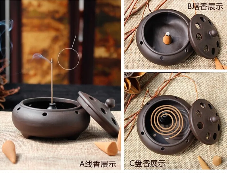 Фиолетовая глина благовония горелка курятник алос башня сандаловая печь Будда