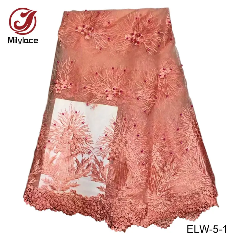 Хит продаж французский свадебное кружевное платье ткани с бисером свадебные