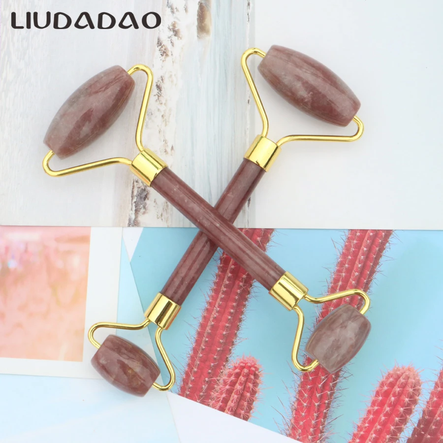 Массажные ролики для лица с клубничным кварцем ролик из нефрита кристаллами