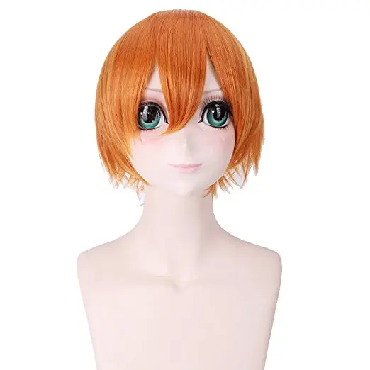 Ccutoo Love Live! Rin Hoshizora 11," /30 см Оранжевый Короткие прямые пушистые слоистые синтетические волосы косплей полные парики - Цвет: Оранжевый