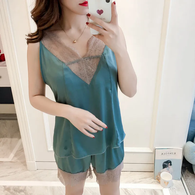 Соблазнительное нижнее белье Herislim женские атласные пижамные комплекты