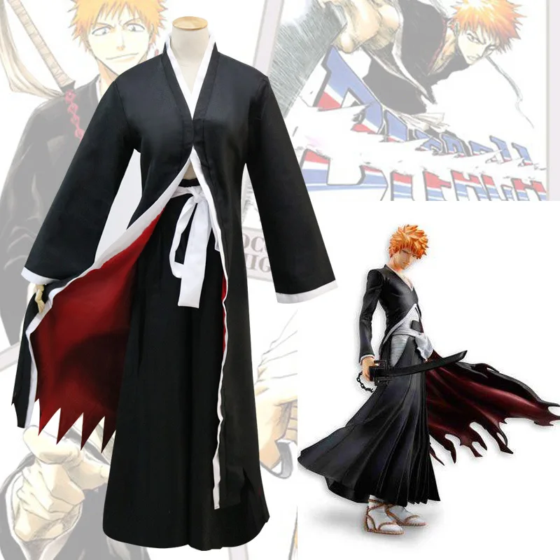 Классический Аниме Bleach Костюмы для косплея Куросаки плащ по ichigo Тренч Хэллоуина