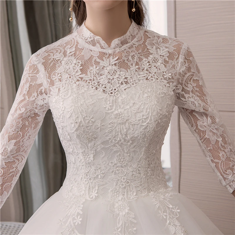Элегантное белое кружевное свадебное платье с нашивки Vestido De Noiva Плюс Размер