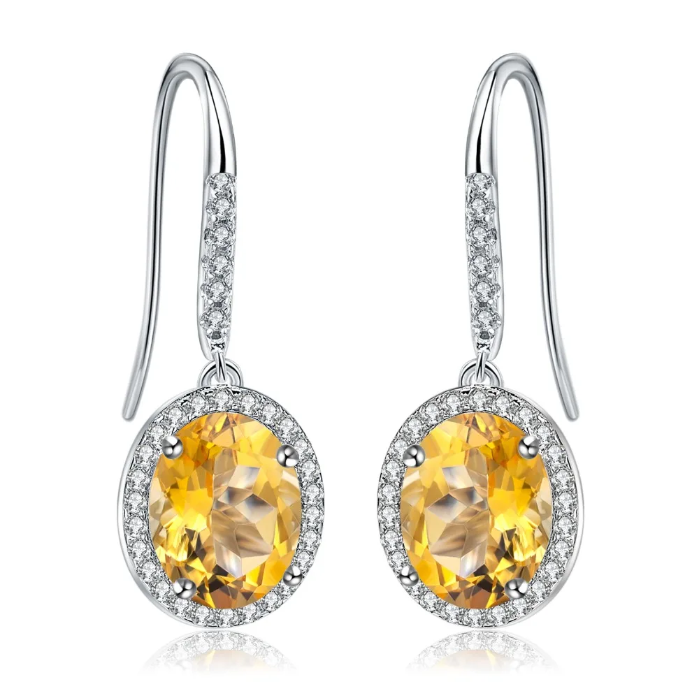 

GEM'S BALLET 925 Sterling Silver Classic Earrings 3.58Ct Natural Citrine Gemstone Dangle Earrings for Women Wedding Fine Jewelry