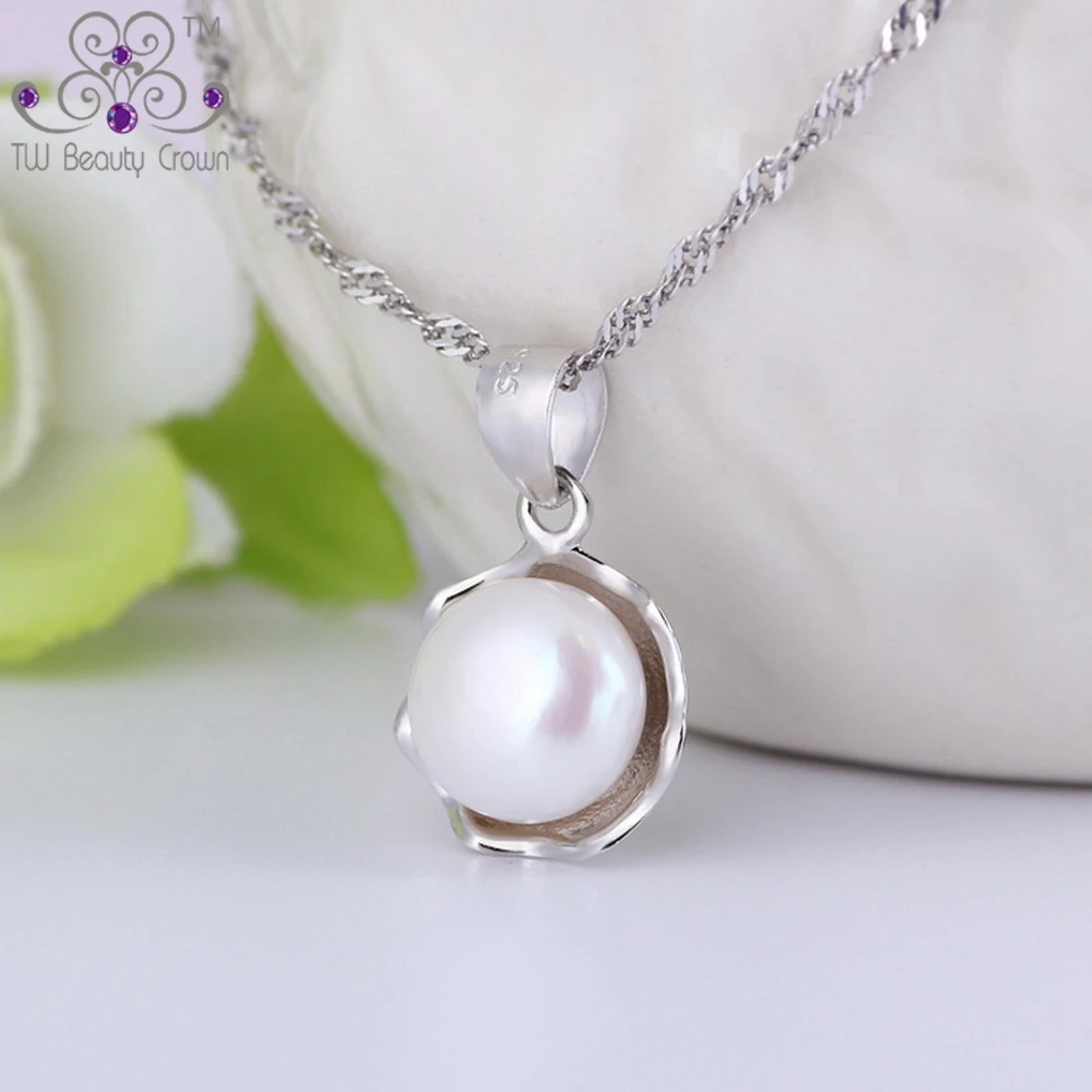 Подвеска из серебра 925 пробы с белым натуральным пресноводного жемчуга винтажное