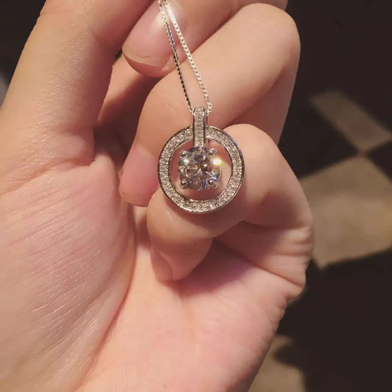 Женское колье из серебра 925 пробы с цирконом|necklaces for women|crystal pendantsterling silver |