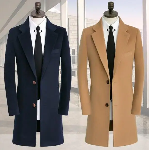 

Single-breasted woolen coat men casual trench coats long sleeves overcoat mens cashmere coat casaco masculino inverno england
