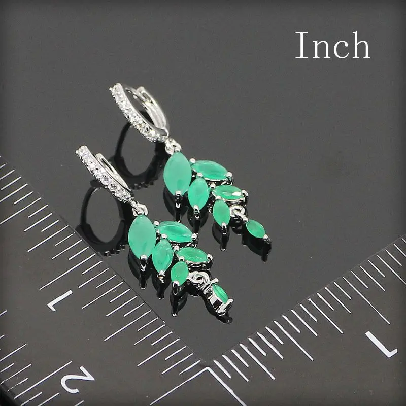 Женские Висячие серьги с изумрудом зеленого цвета из стерлингового серебра 925