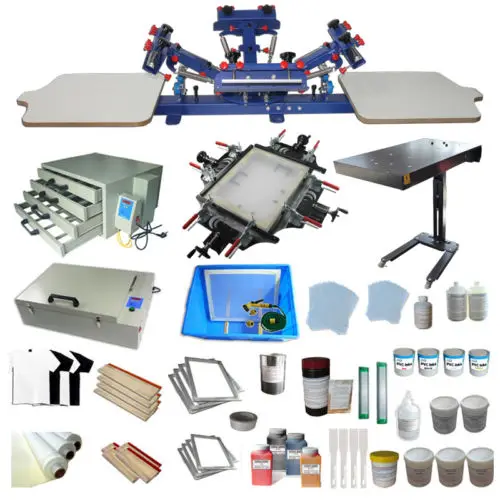Полный комплект 4 цвета 2 станции трафаретная печать пресс рубашка оборудование и