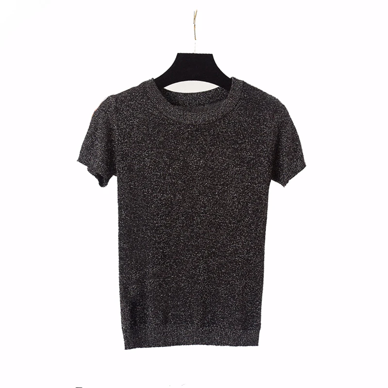 Neploe 2019 Summer Autumn Women Bright Silk Sweater Slim Sexy short-sleeve O neck elastic Knitwear Fashion Tops 65878 | Женская одежда