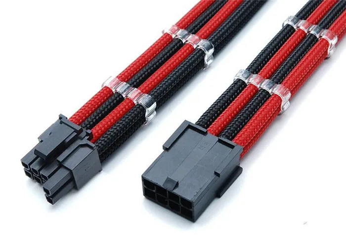 Удлинительный кабель PCI E с одним рукавом 12 дюймов GPU 8 Pin 6 + 2 Папа мама 1 Расческа