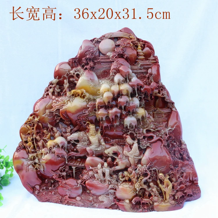 Ручная гравировка работа нефрит резьба пейзаж Лотос камень Shoushan украшения