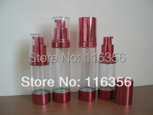 

30ML transparent airless lotion bottle with red airless pump