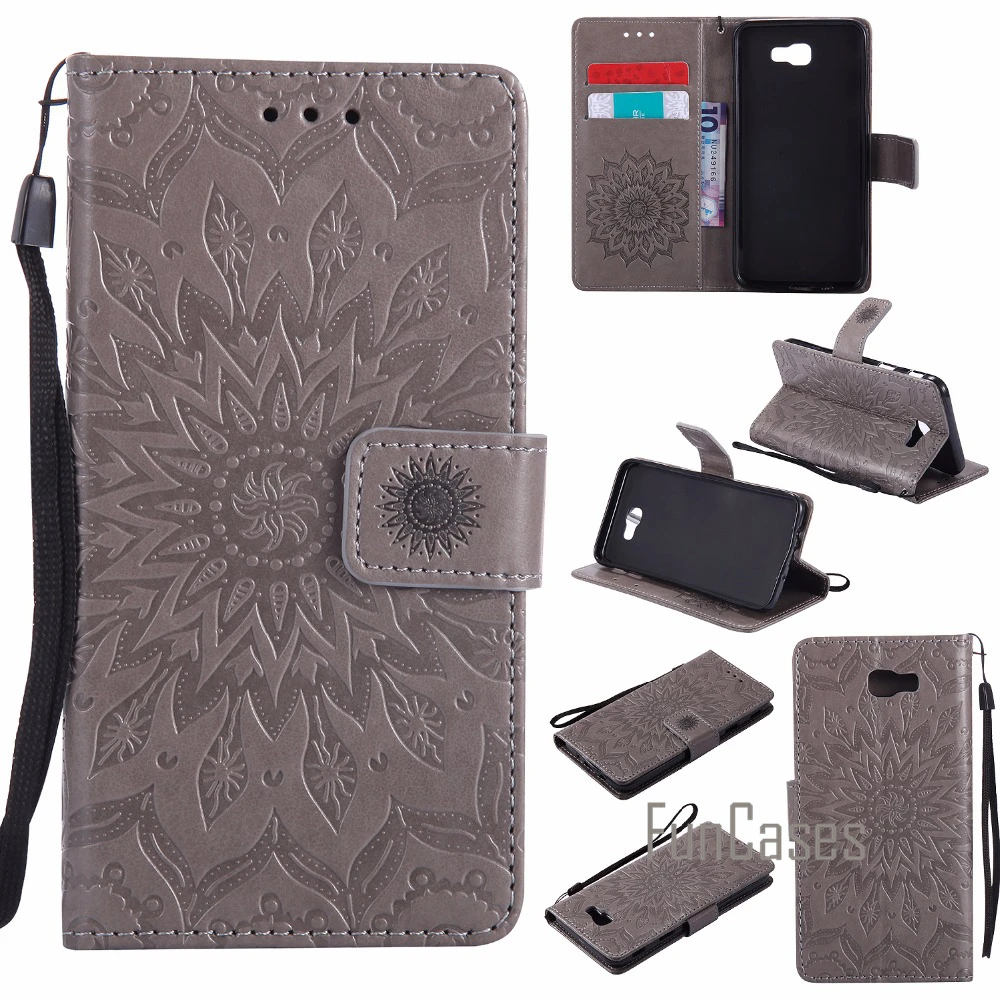 Embossed Flower Case sFor coque Samsung Galaxy J5 Prime J7 fundas On5 2016 + Card Holders | Мобильные телефоны и