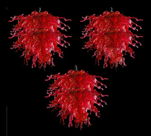 

AC110V-220V- Free Shipping Blown Glass Crystal Pretty Designed Modern Red Chandelier for Livingroom Decoration