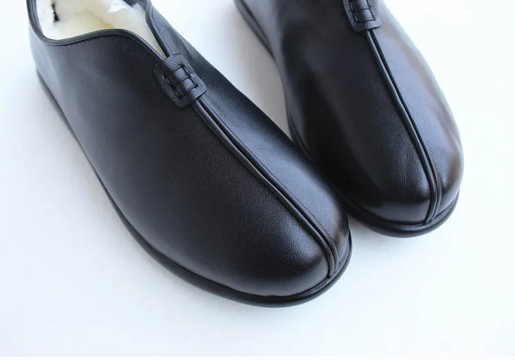Careaymade/зимняя кожаная обувь ручной работы; овечья шерсть; теплая нескользящая обувь на плоской подошве; кожаная повседневная обувь; обувь в стиле ретро