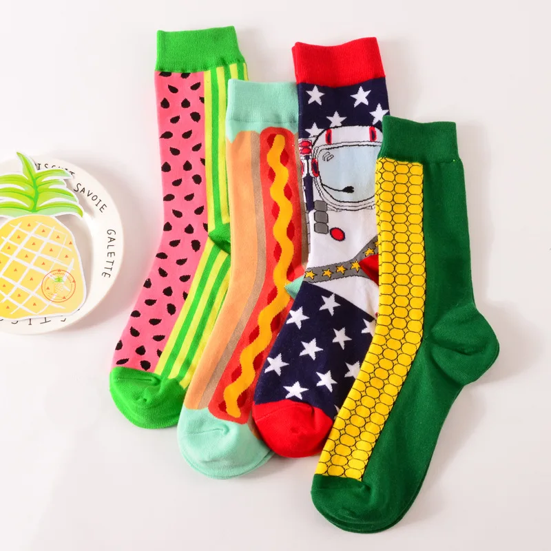 Носки мужские длинные х/б с принтом арбуза кукурузы|cotton socks for men|socks mencotton |