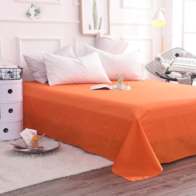 Яркий оранжевый модные однотонные Цвет 100% хлопок мягкие плоские Простыни