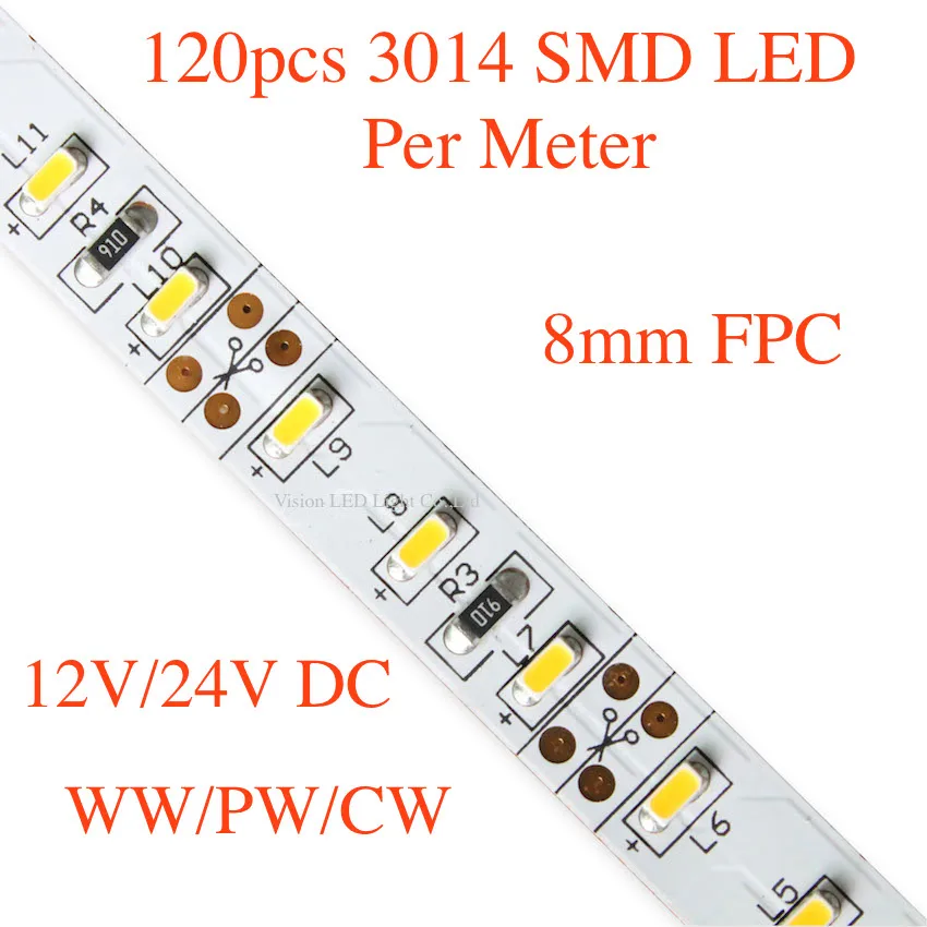 Светодиодная лента 3014 smd 120 светодиодов на метр 12 В/24 В постоянного тока 5 м в
