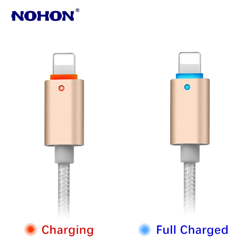 NOHON 1 5 м USB кабель для зарядки данных iPhone XS Max XR X Smart LED Light кабели 5S 6 6S 7 8 Plus iPad mini 2