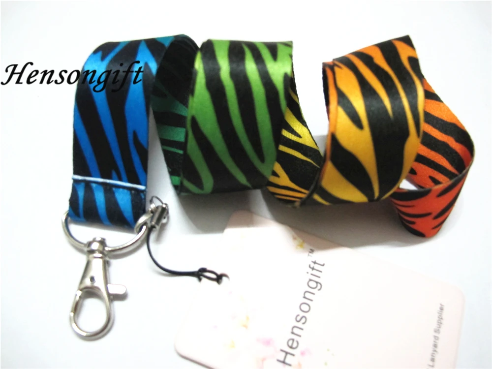 Hensongift One PC розовый/черный/белый Zebra Key Lanyard Cheetah нагрудные опознавательные Значки для идентификации владельцев животных полосой телефон шеи ремни