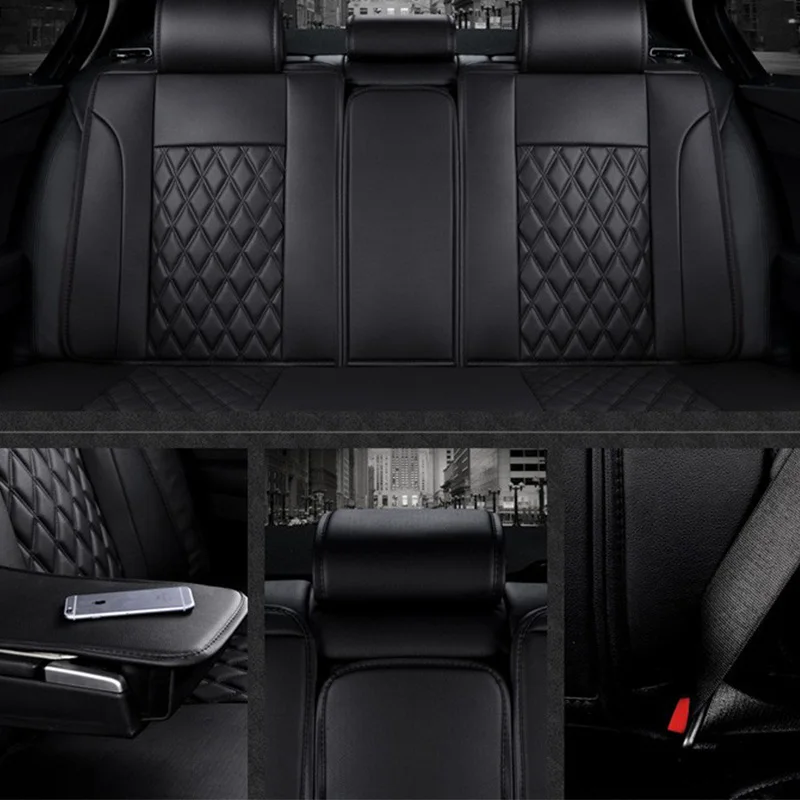 

for KIA Rio Cerato Forte K2 K3 K5 black red brand luxury car soft leather seat cover front &rear Complete set car seat covers