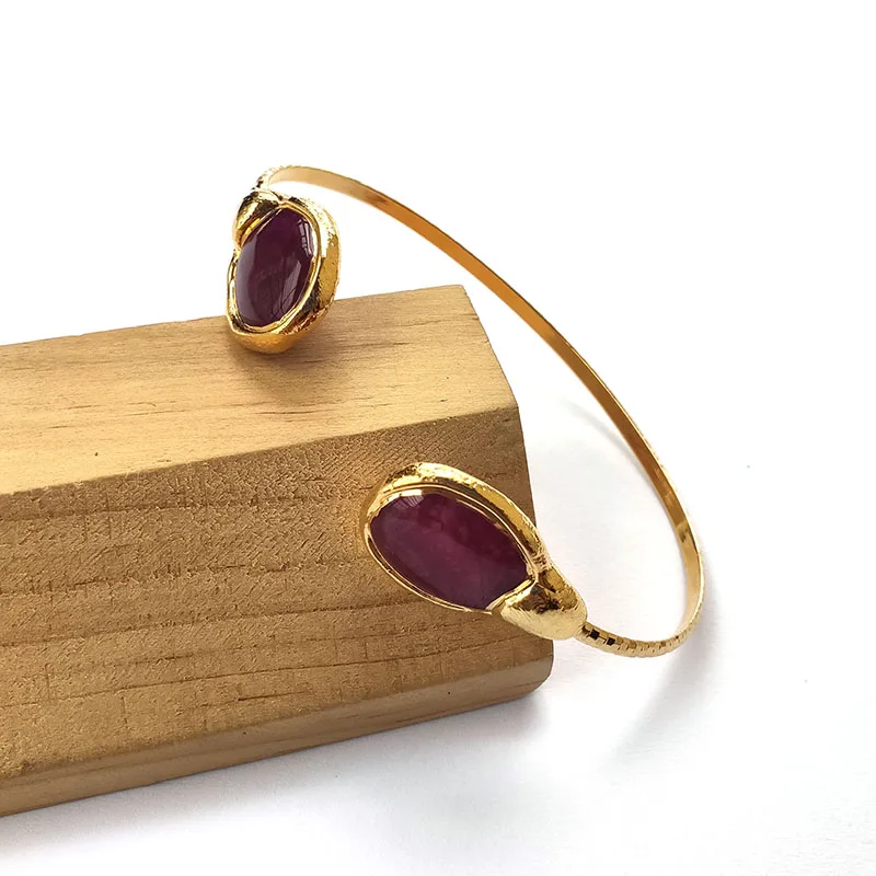 

5Pcs Gold color Natural assorted Gem stone Adjustable Bracelets,Druzy Quartz Stone Jewelry Cuff Bangle BG286