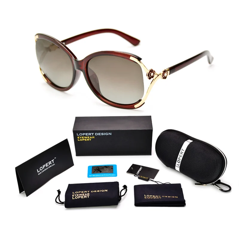 Lopert Cat Eye поляризованных солнцезащитных очков Модные женские очки Glasse Брендовая дизайнерская обувь Высокое качество вождения солнце Glasse Óculos De Sol - Цвет линз: SET 2 Brown