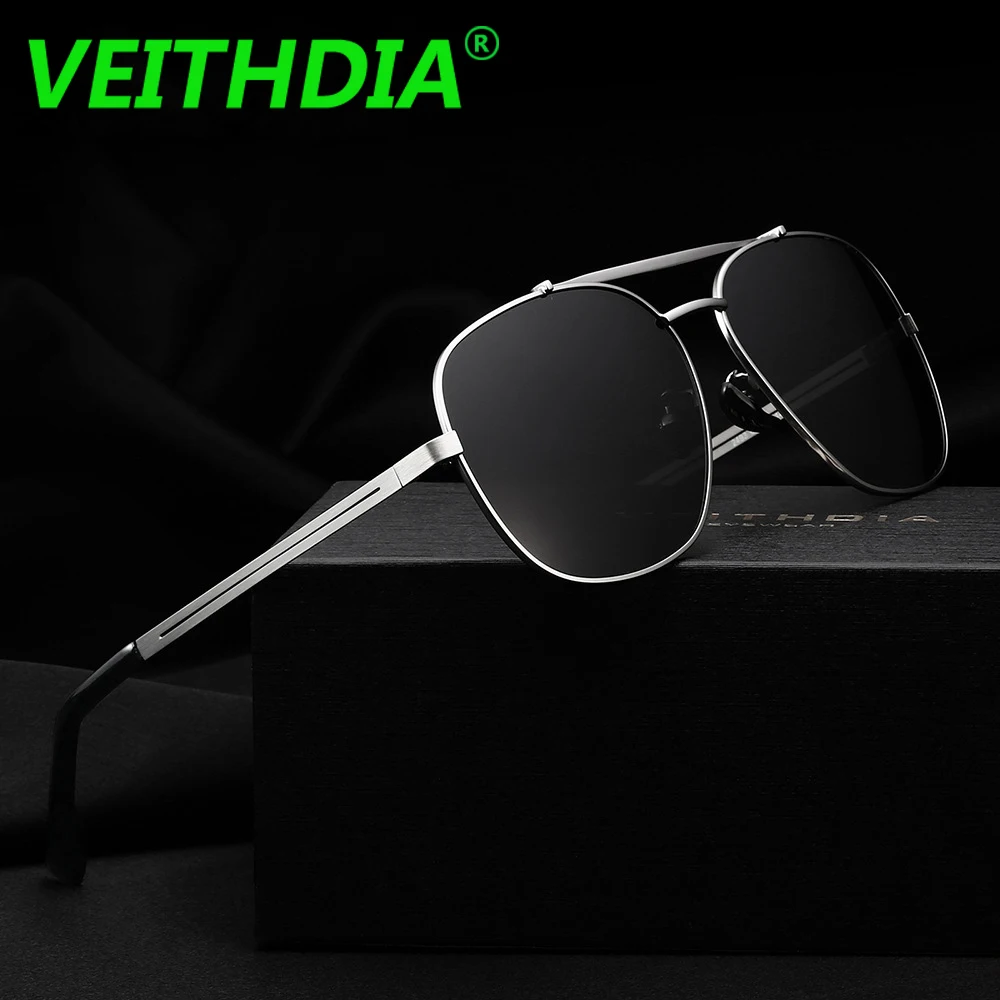 Мужские солнцезащитные очки VEITHDIA поляризационные в винтажном стиле с квадратной