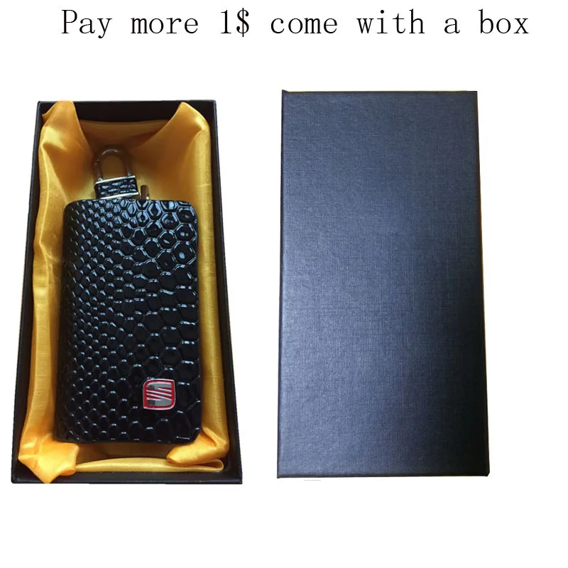 Black with box KUNBABY, 1 шт., змеиная кожа, авто ключ, дистанционный чехол, чехол, держатель, Автомобильный ключ, чехол, кошелек, сумка, кольцо, брелок для сиденья - Название цвета: Black with box