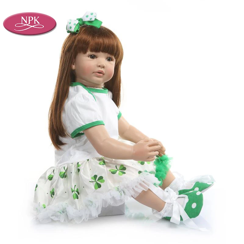 NPK 60 см силиконовая кукла Reborn Baby длинные волосы принцессы для девочек