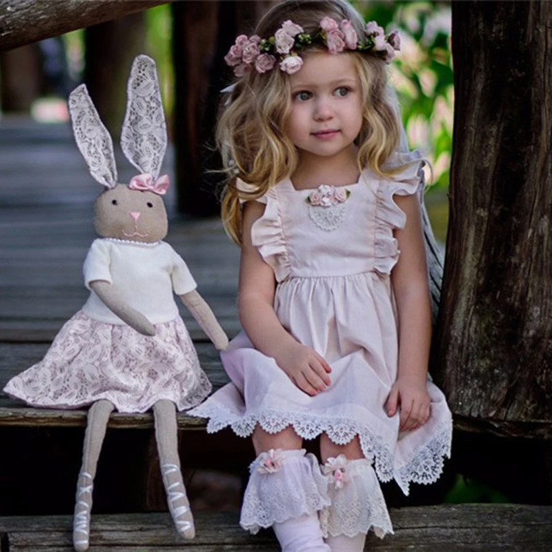 Elegant Girl Dress Summer Fashion pink Lace Bow Party tutu dress Flower Princess Wedding Dresses Baby clothes 2t-6 | Детская одежда и