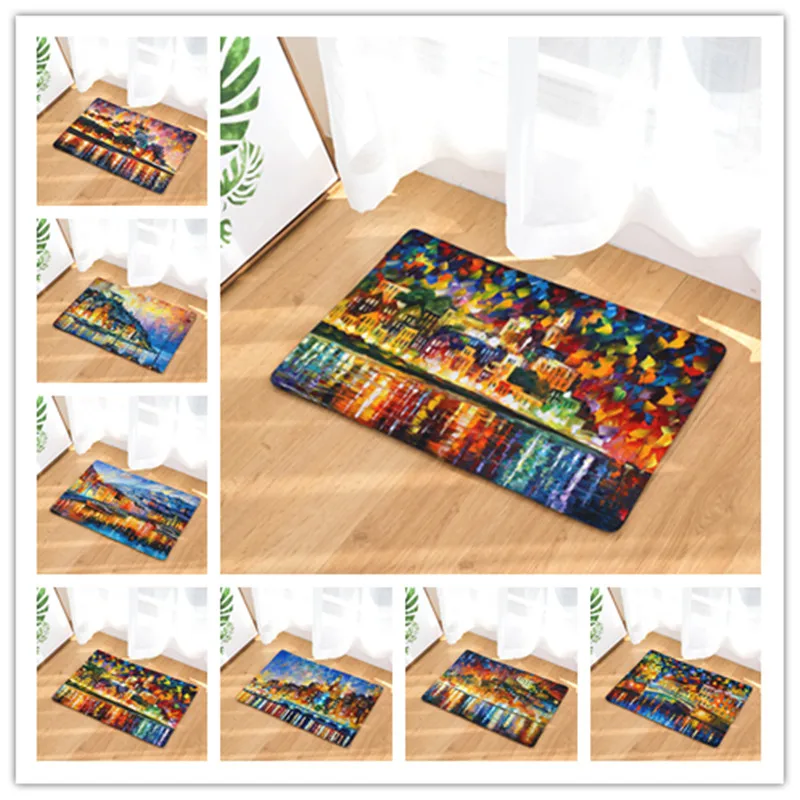2017 масляная живопись красочные работы печать ковры Нескользящие кухонные