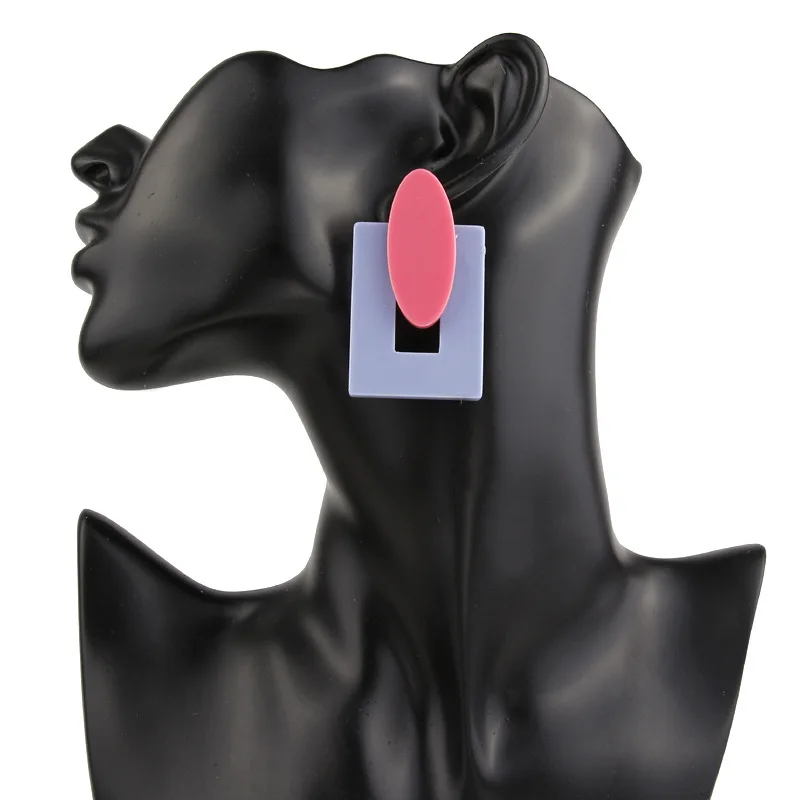 НОВЫЕ геометрические Простые Модные цветные серьги из смолы женские длинные в