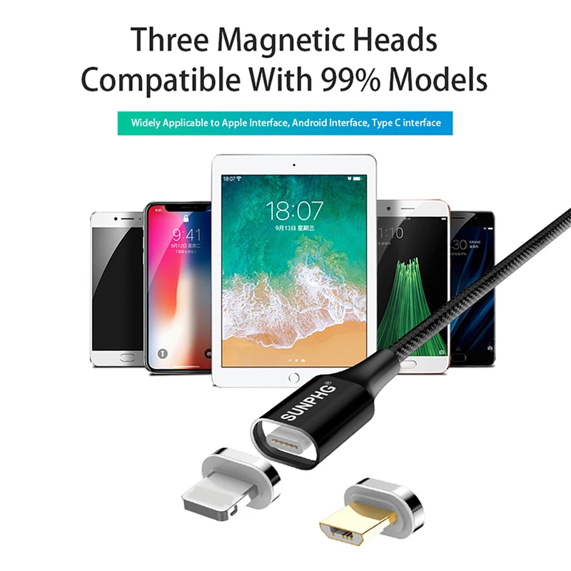 Магнитный зарядный кабель для телефона SUNPHG для samsung Android A7 A6 на Galaxy S7 Micro usb 3A Быстрая зарядка линия передачи данных для iPhone x 8p 1 м