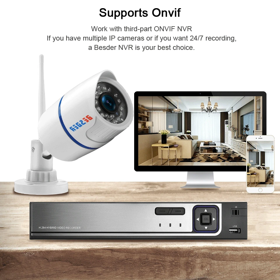BESDER аудио 1080 P 720 Wi Fi IP Камера микрофон наблюдения открытый Водонепроницаемый