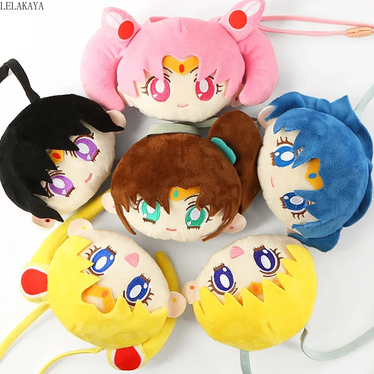 Sailor Moon, плюшевые кошельки на молнии, детская модная мягкая набивная сумка на плечо, Chibiusa Mizuno Ami, сумка через плечо, мини-держатель для карт, новинка